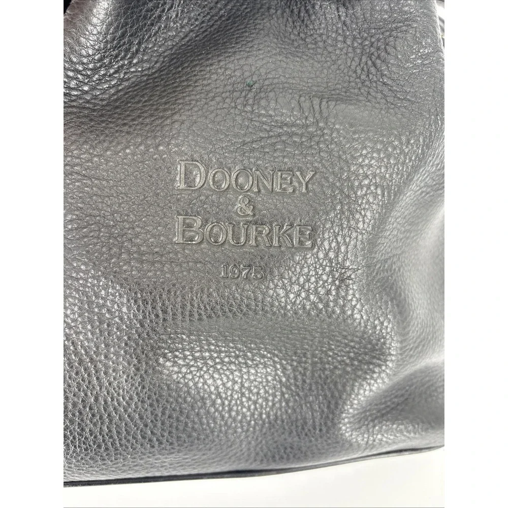 Dooney Bourke Vintage Black Pebble Leather Drawstring Bucket Shoulder Bag Purse